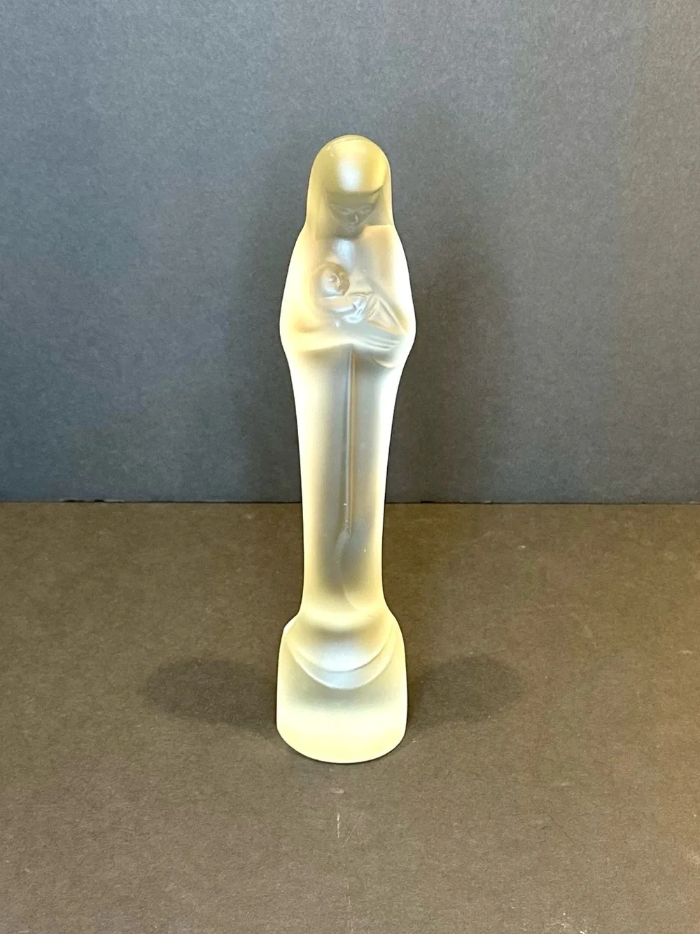 🌟HP🌟VTG Stef Uiterwaal Leerdam Art Deco Madonna & Child Frosted Glass Sculpture